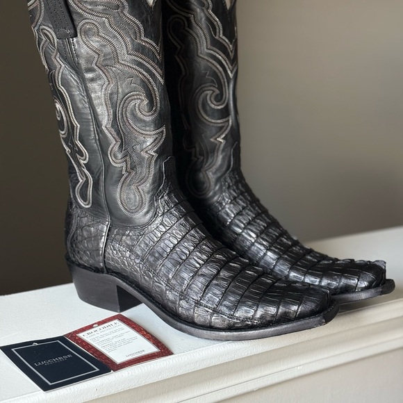 Lucchese Black Crocodile Western Boots